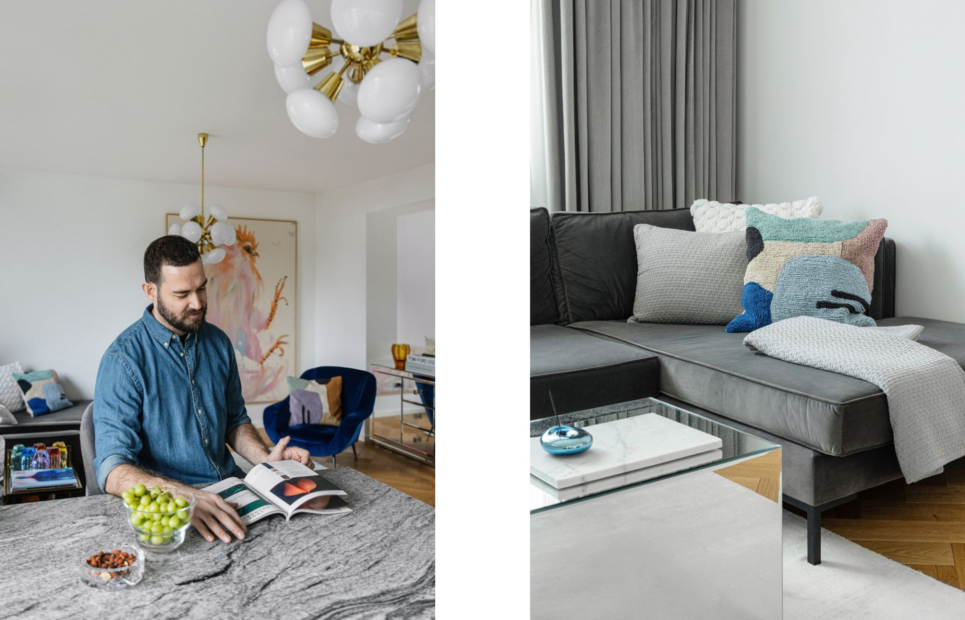 “I love to combine items, materials and textures that look, at first, to be unlikely to match.”