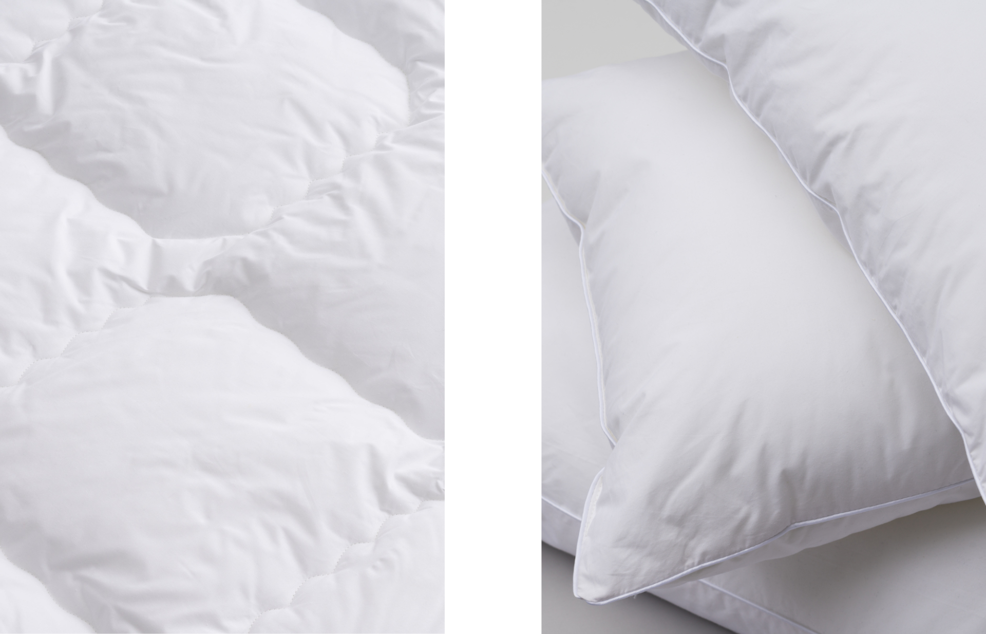Our 100% anti-allergenic microfiber duvets and pillows are exceptionally light and fluffy.