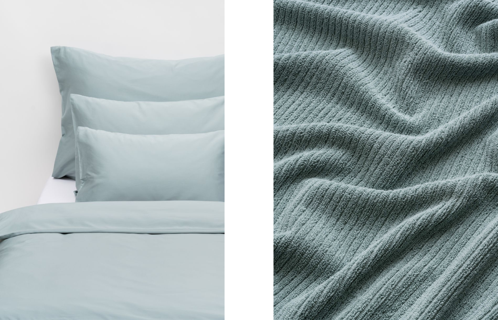 Our light blue Playful Cotton towel and Afternoon Storm sheets both feature the Pantone shade 15-4706 TPG.